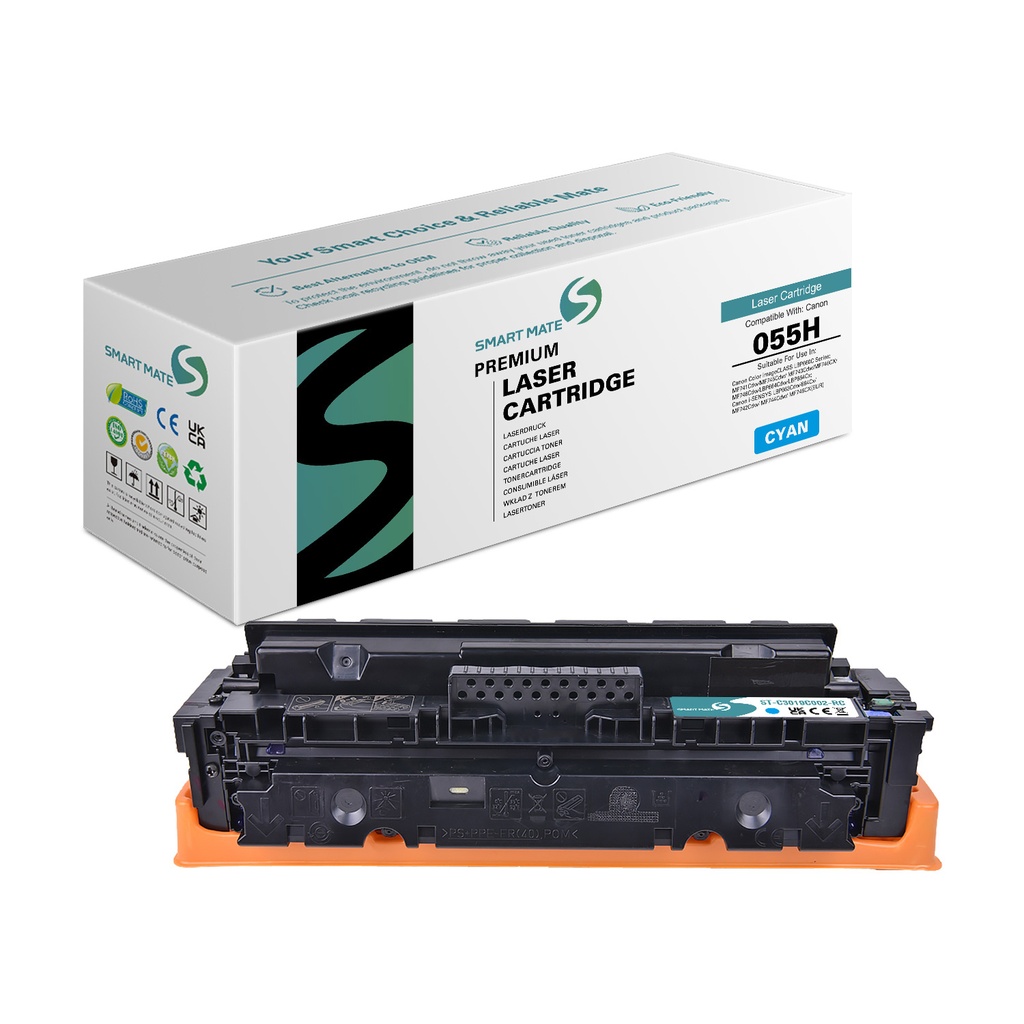 SMART MATE Remanufactured Canon 3019C002 (055H) Toner Cyan (Reused chip)