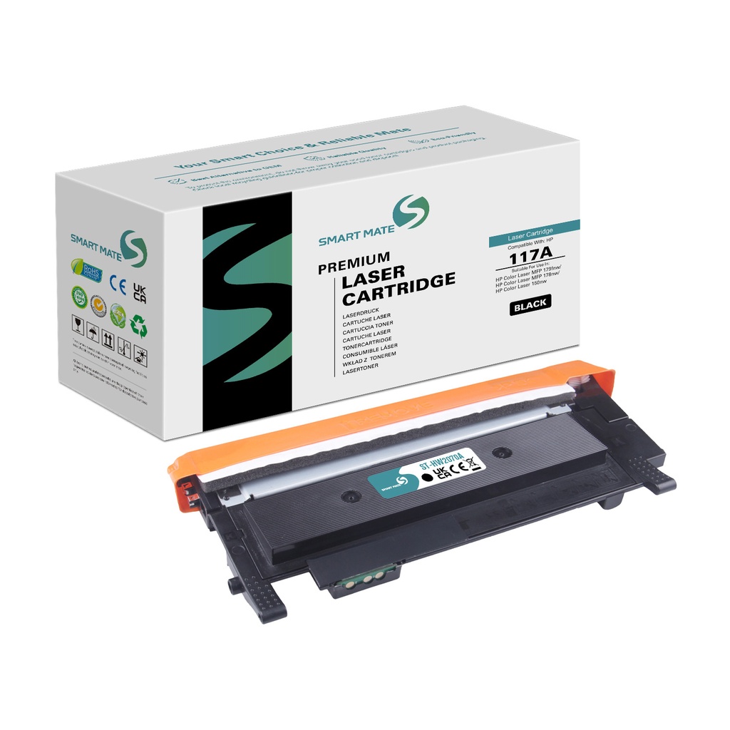 SMART MATE Remanufactured HP W2070A (117A) Toner Black