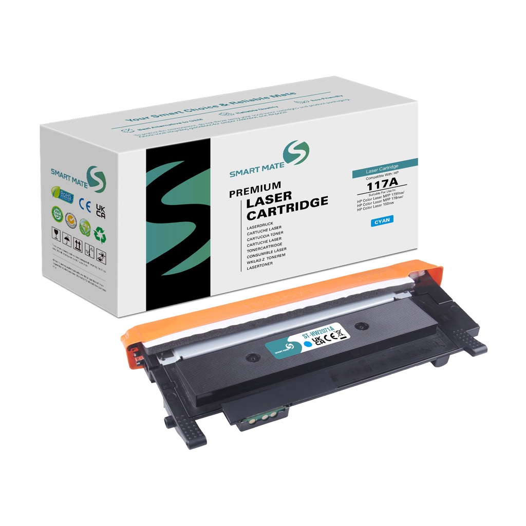 SMART MATE Remanufactured HP W2071A (117A) Toner Cyan