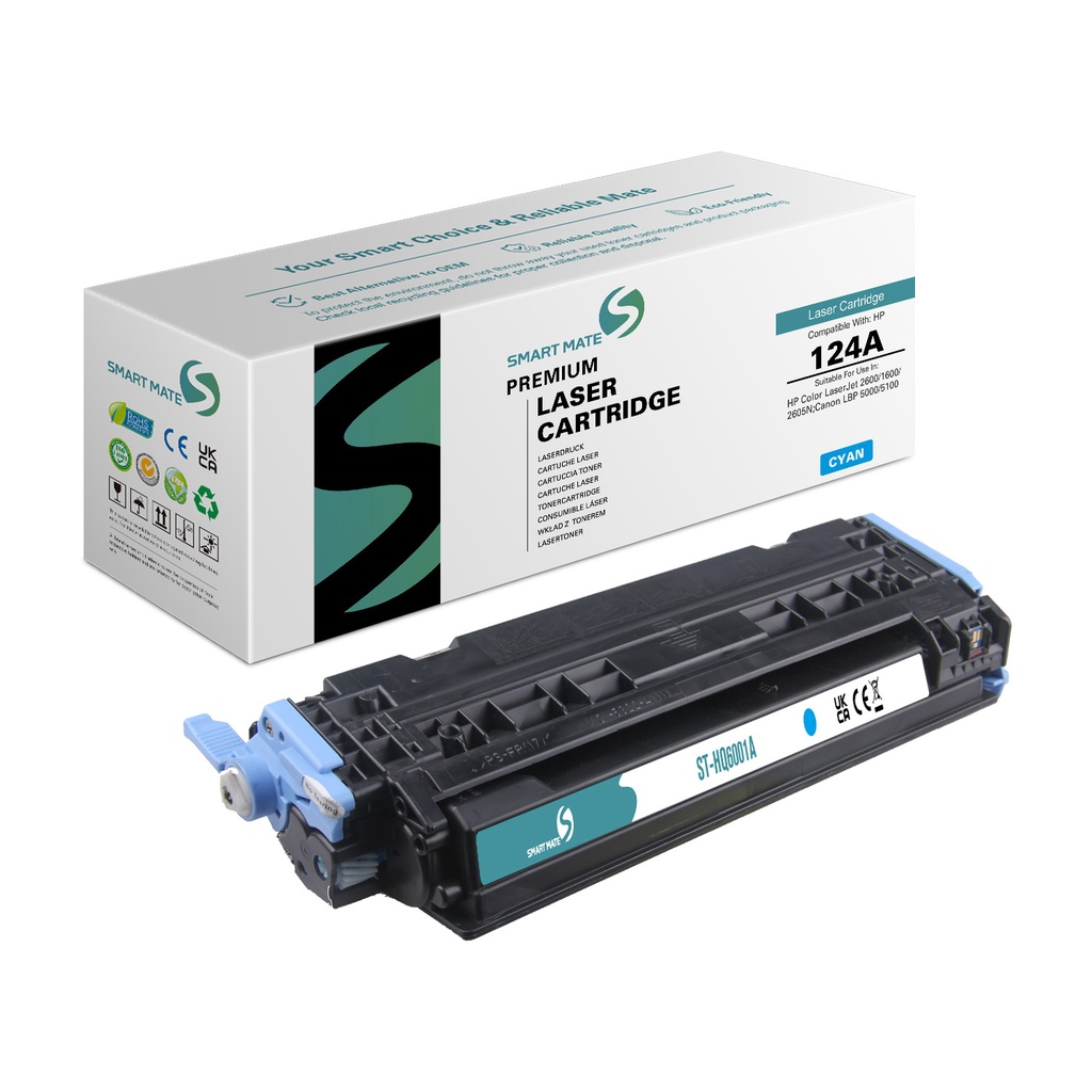 SMART MATE Remanufactured HP Q6001A (124A) Toner Cyan