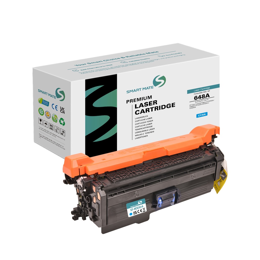 SMART MATE Remanufactured HP CE261A (648A) Toner Cyan