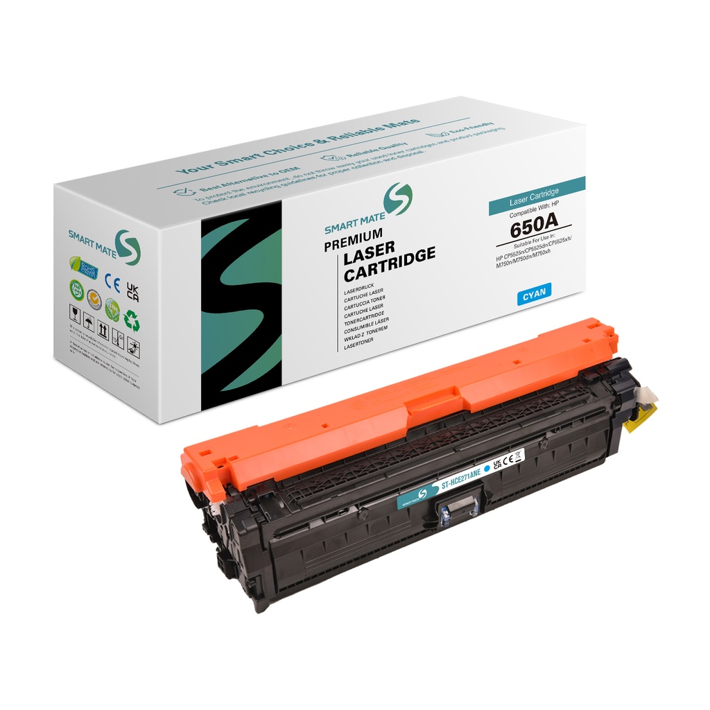 SMART MATE Remanufactured HP CE271A (650A) Toner Cyan NE