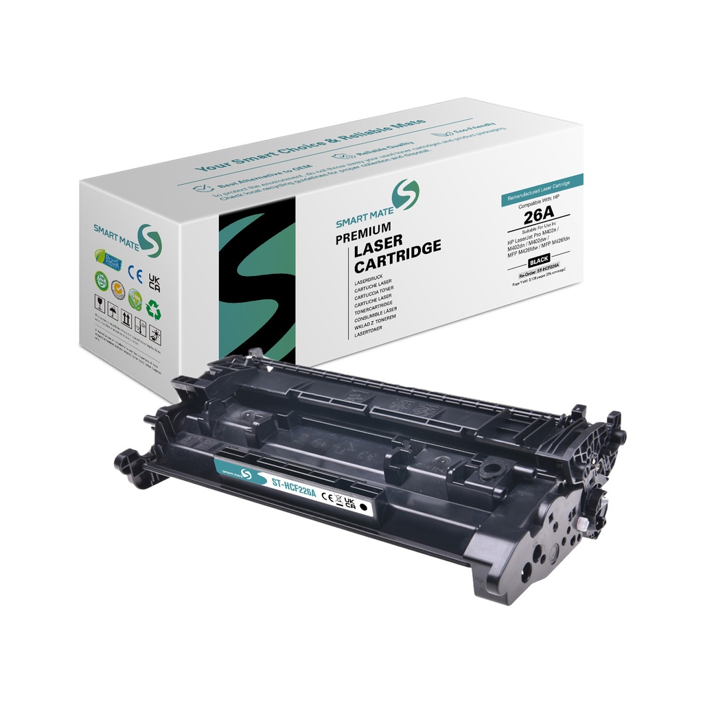 SMART MATE Remanufactured HP CF226A (26A) Toner Mono