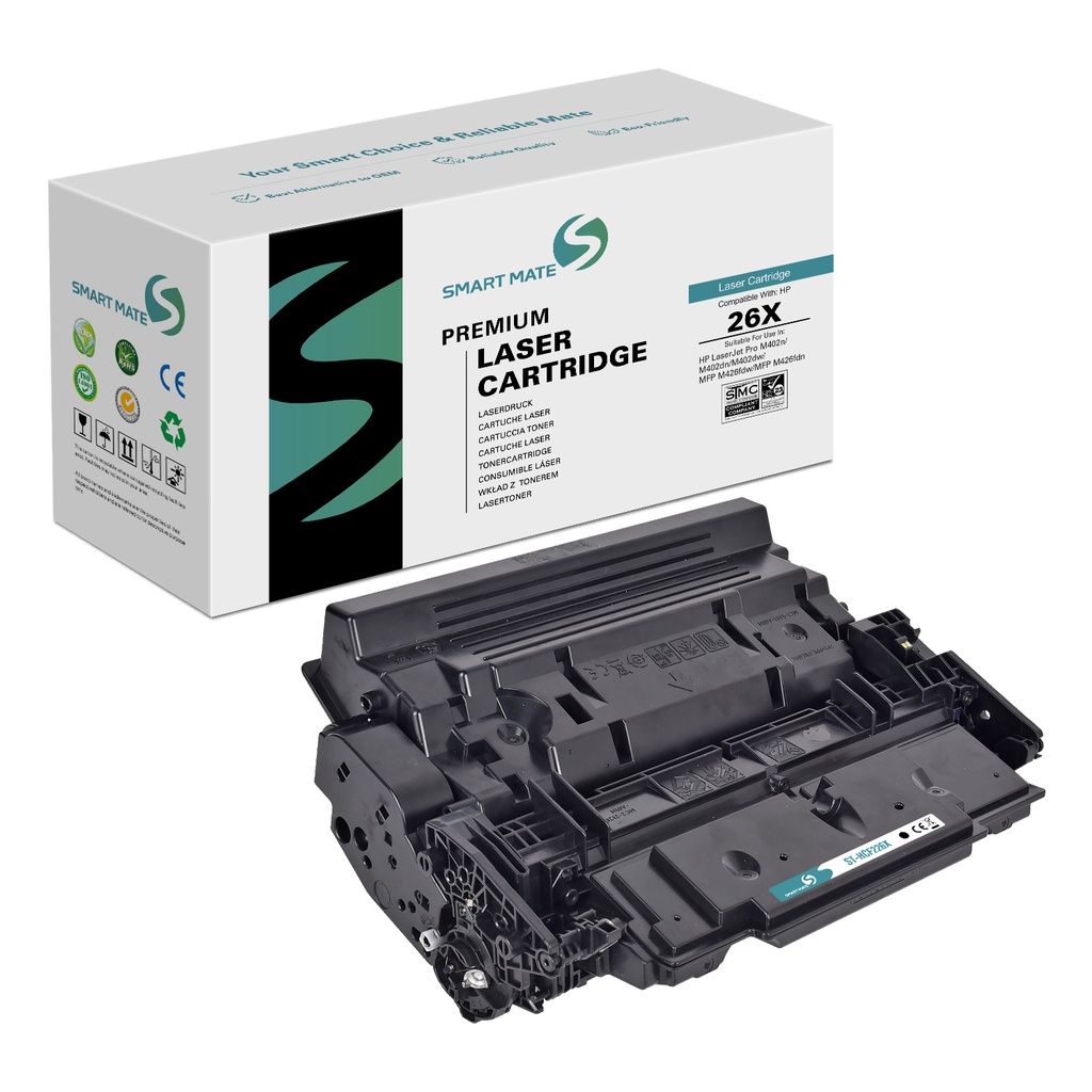 SMART MATE Remanufactured HP CF226X (26X) Toner Mono