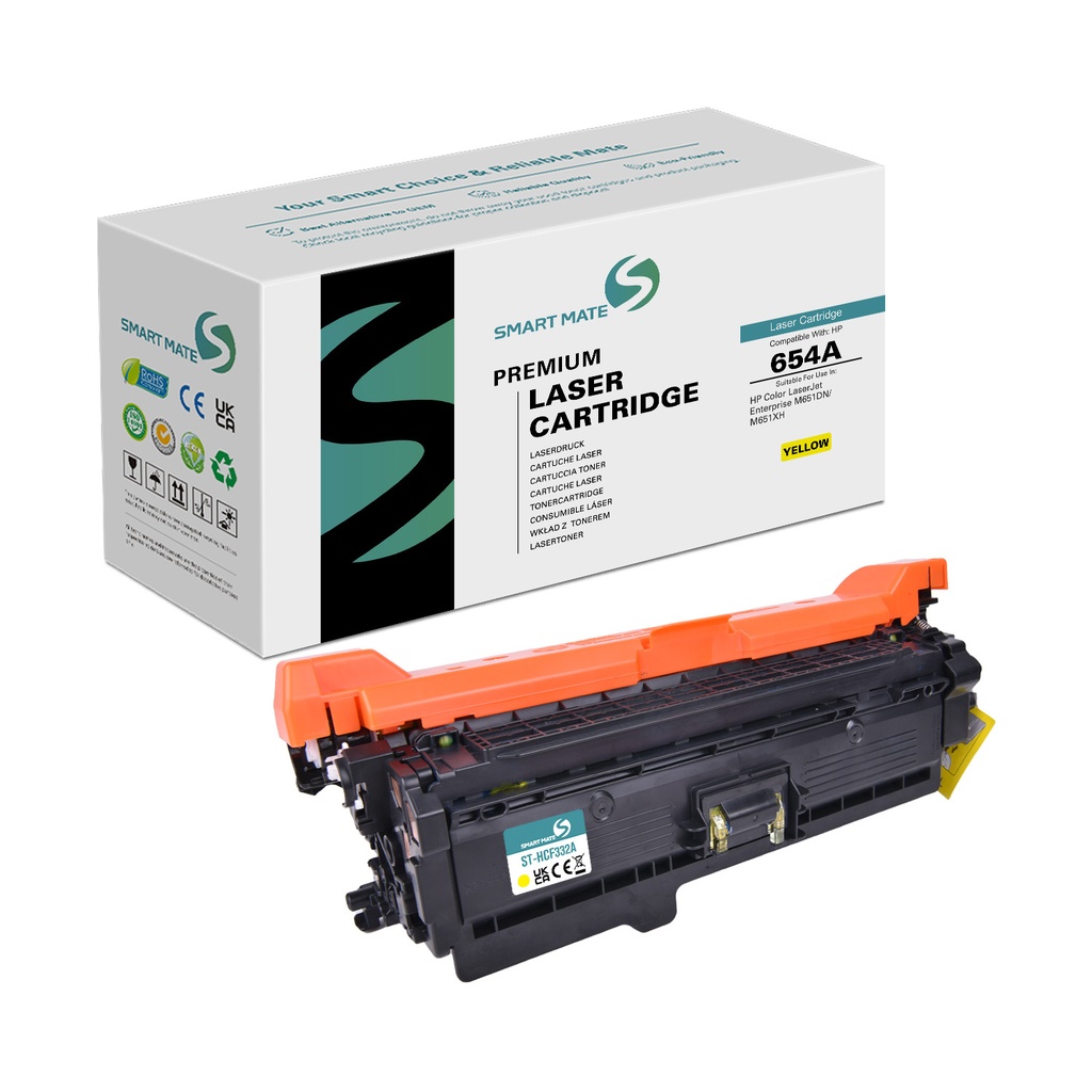 SMART MATE Remanufactured HP CF332A (654A) Toner Yellow