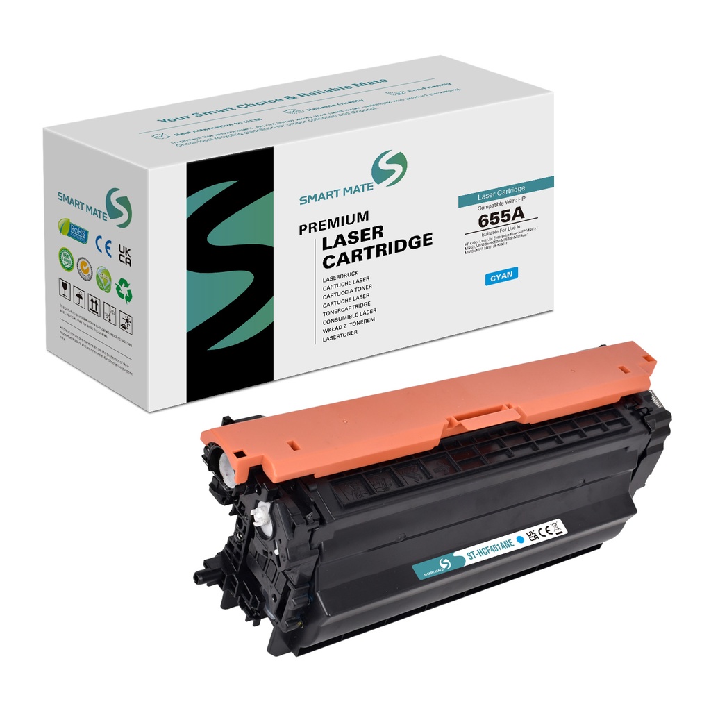 SMART MATE Remanufactured HP CF451A (655A) Toner Cyan NE