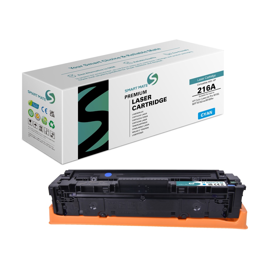 SMART MATE Remanufactured HP W2411A (216A) Toner Cyan (Reused chip)