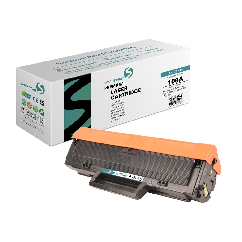 SMART MATE Remanufactured HP W1106A (106A) Toner Mono