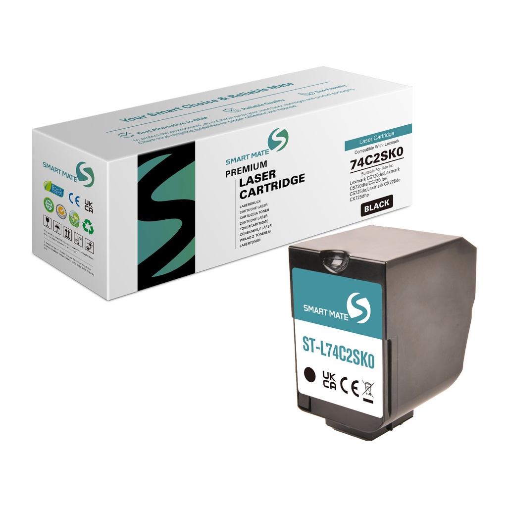 SMART MATE Remanufactured Lexmark 74C2SK0 Toner Black