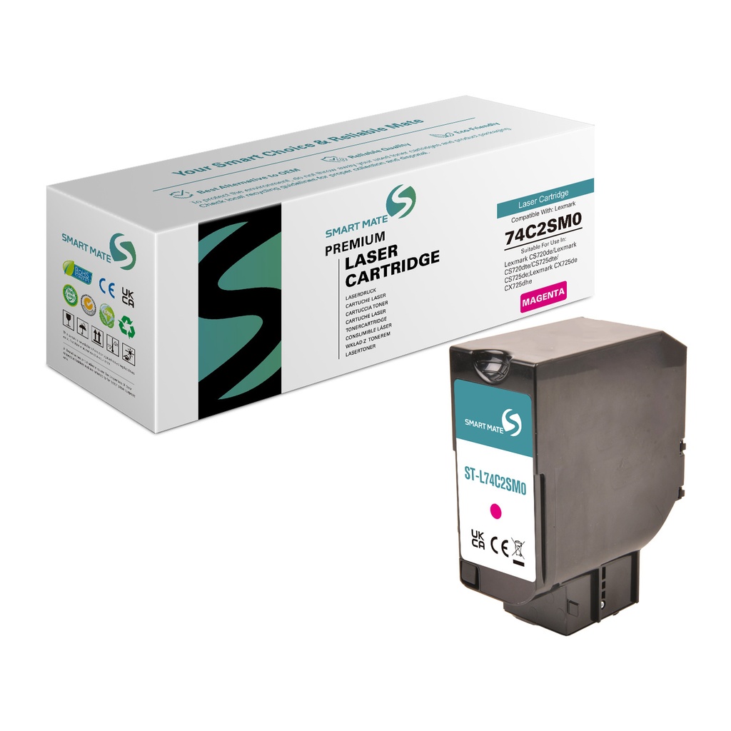 SMART MATE Remanufactured Lexmark 74C2SM0 Toner Magenta