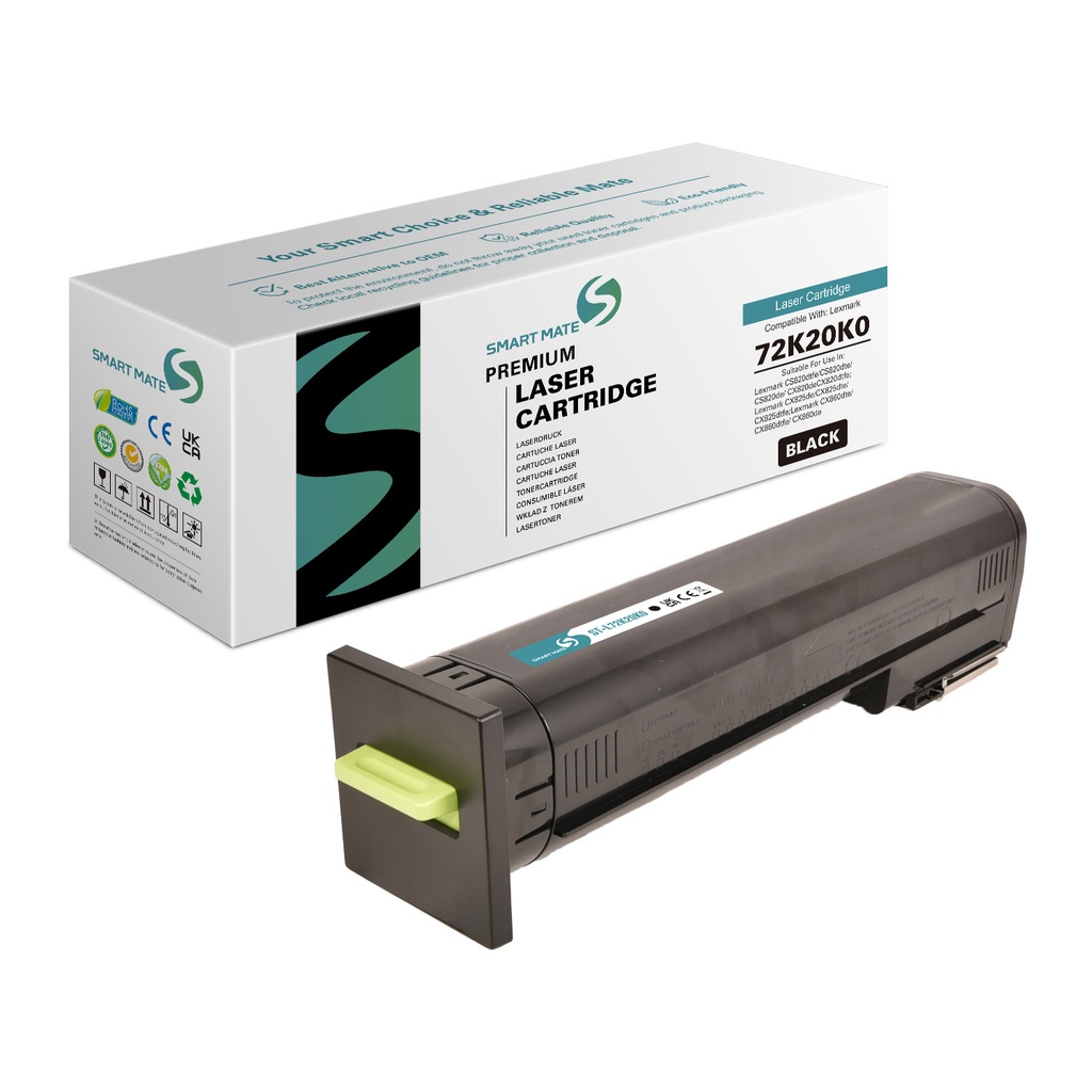 SMART MATE Remanufactured Lexmark 72K20K0 Toner Black