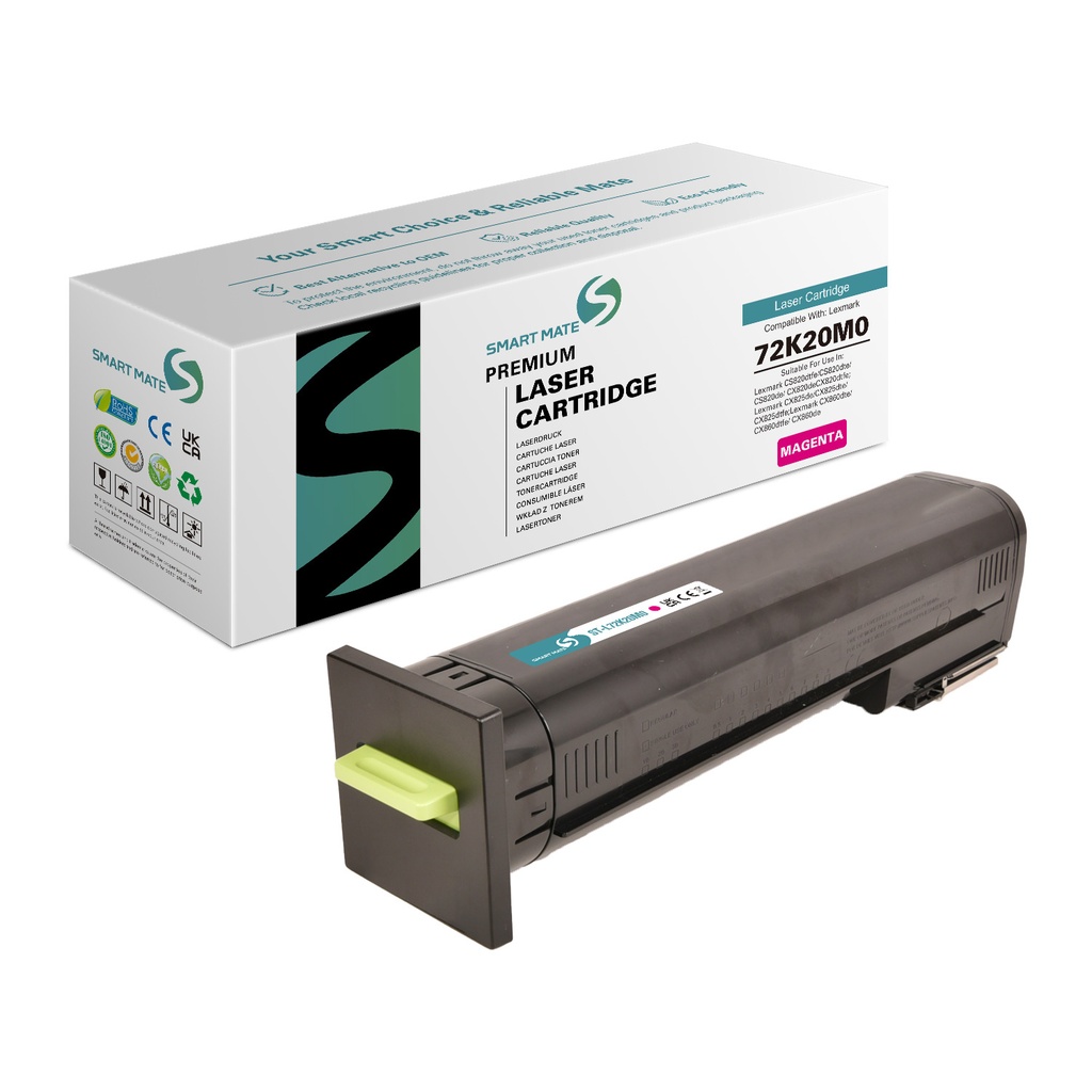 SMART MATE Remanufactured Lexmark 72K20M0 Toner Magenta