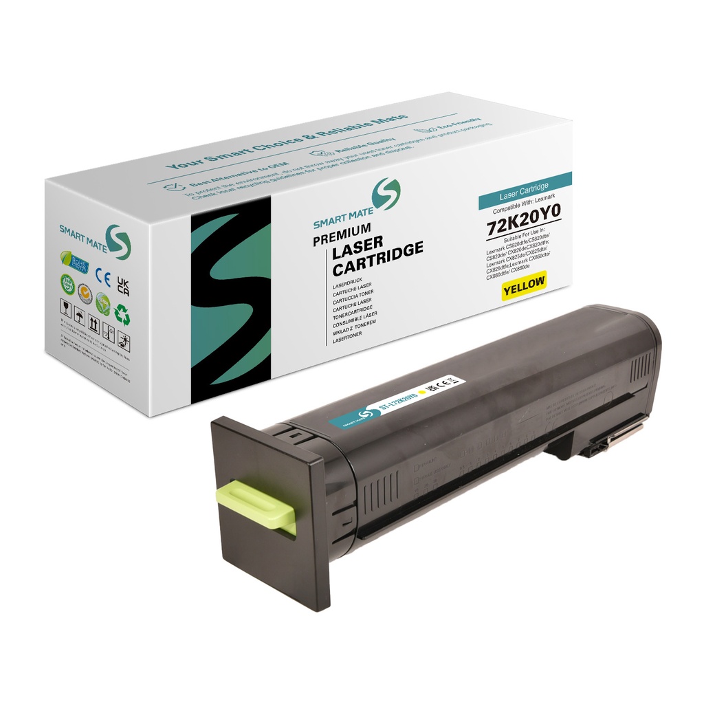 SMART MATE Remanufactured Lexmark 72K20Y0 Toner Yellow