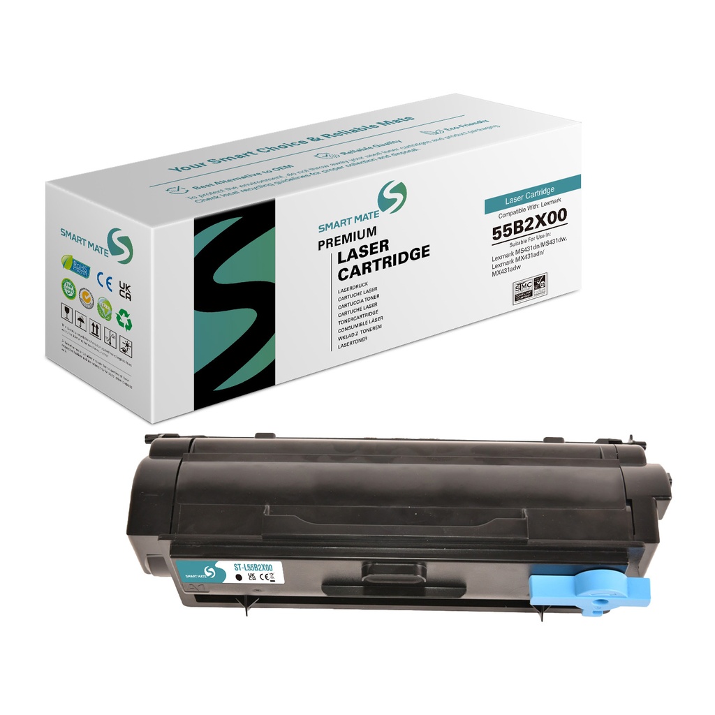 SMART MATE Remanufactured Lexmark 55B2X00 Toner Mono