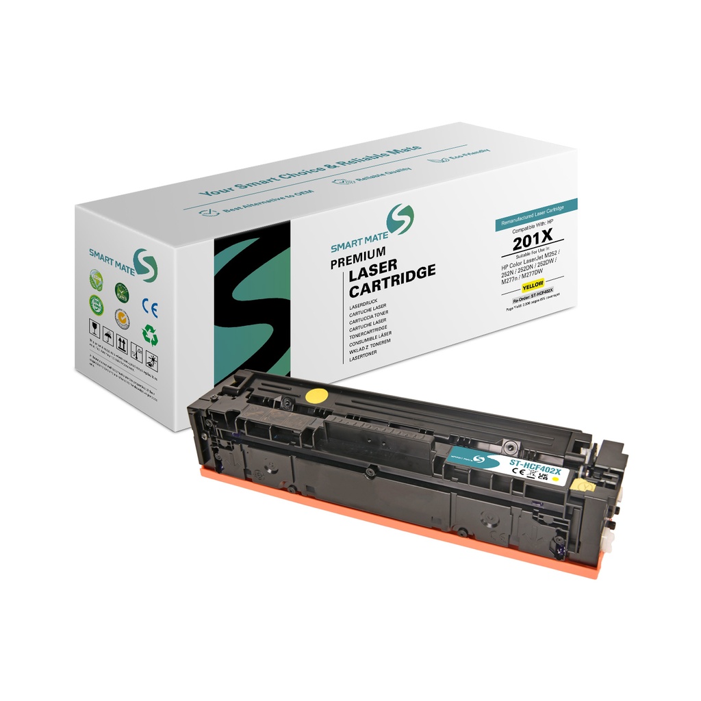 SMART MATE Remanufactured HP CF402X (201X) Toner Yellow