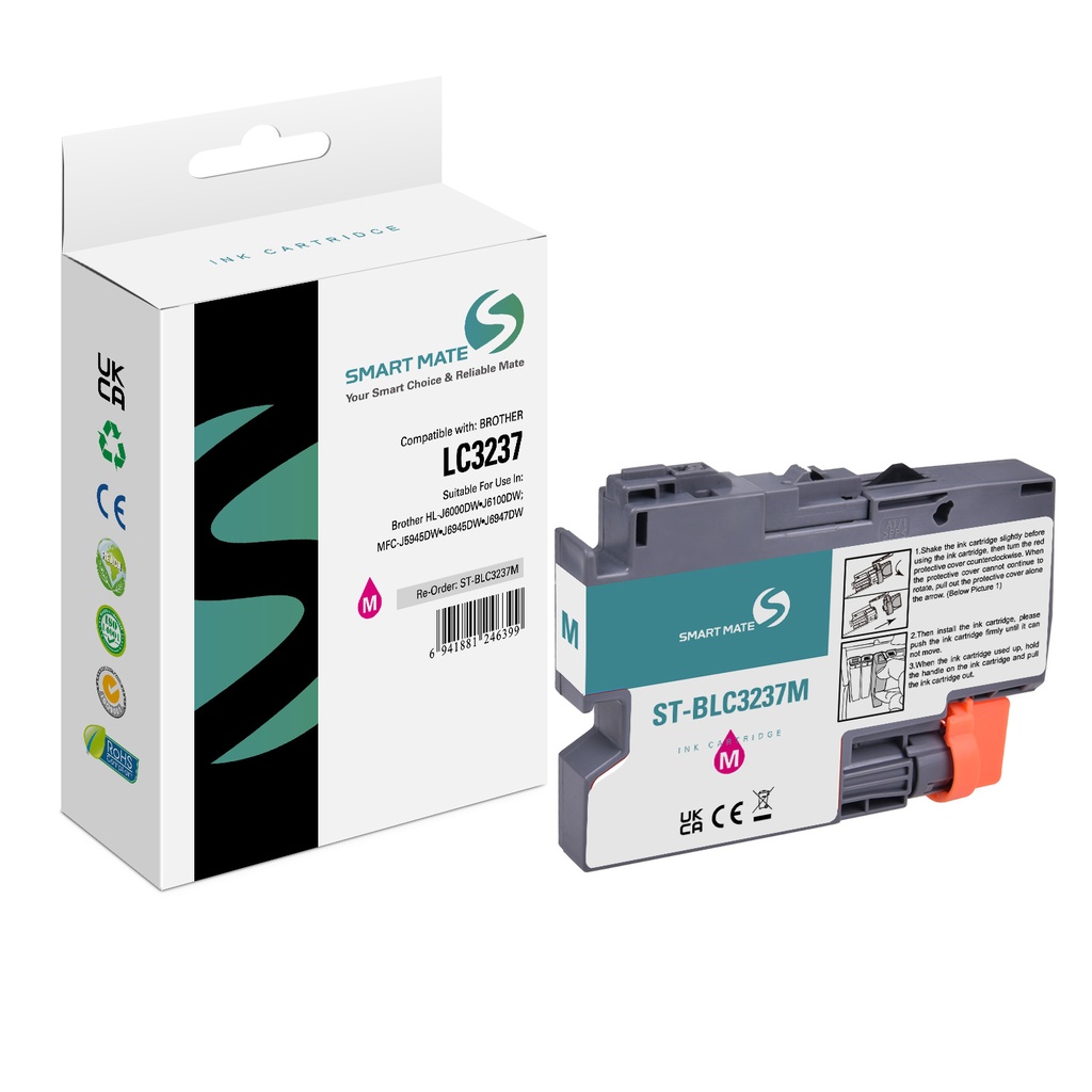 SMART MATE Compatible Brother LC-3237M (LC-3237) Inkjet Cartridge Magenta