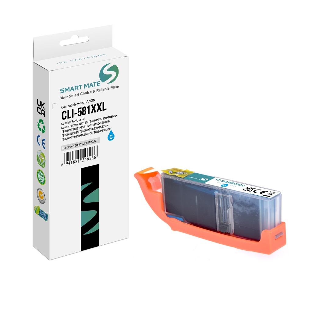 SMART MATE Compatible Canon 1995C001 (CLI-581XXL) Inkjet Cartridge Cyan