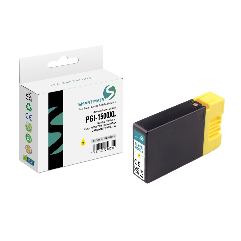 SMART MATE Compatible Canon 9195B001 (PGI-1500XL) Inkjet Cartridge Yellow