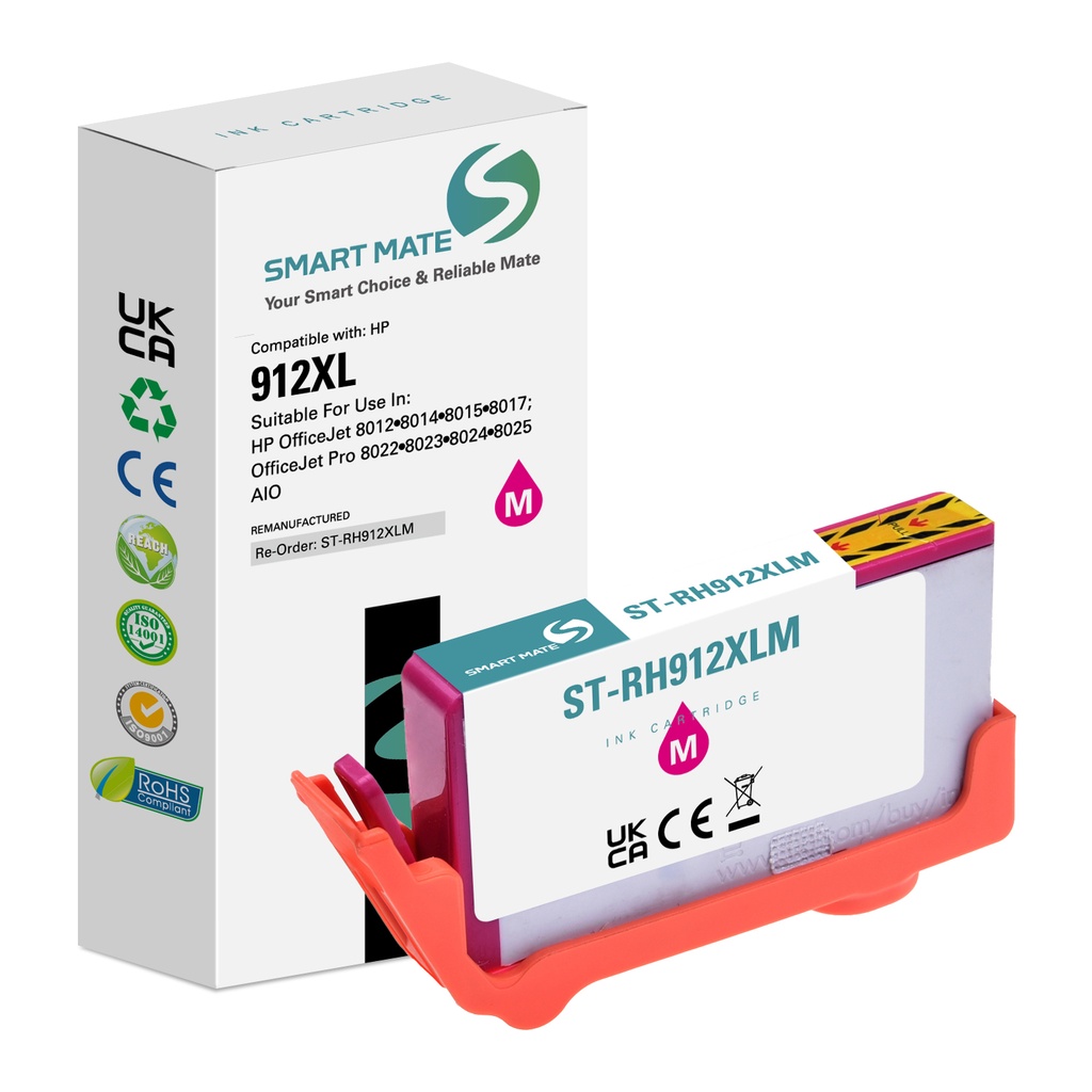 SMART MATE Remanufactured HP 3YL82AE (912XL) Inkjet Cartridge Magenta