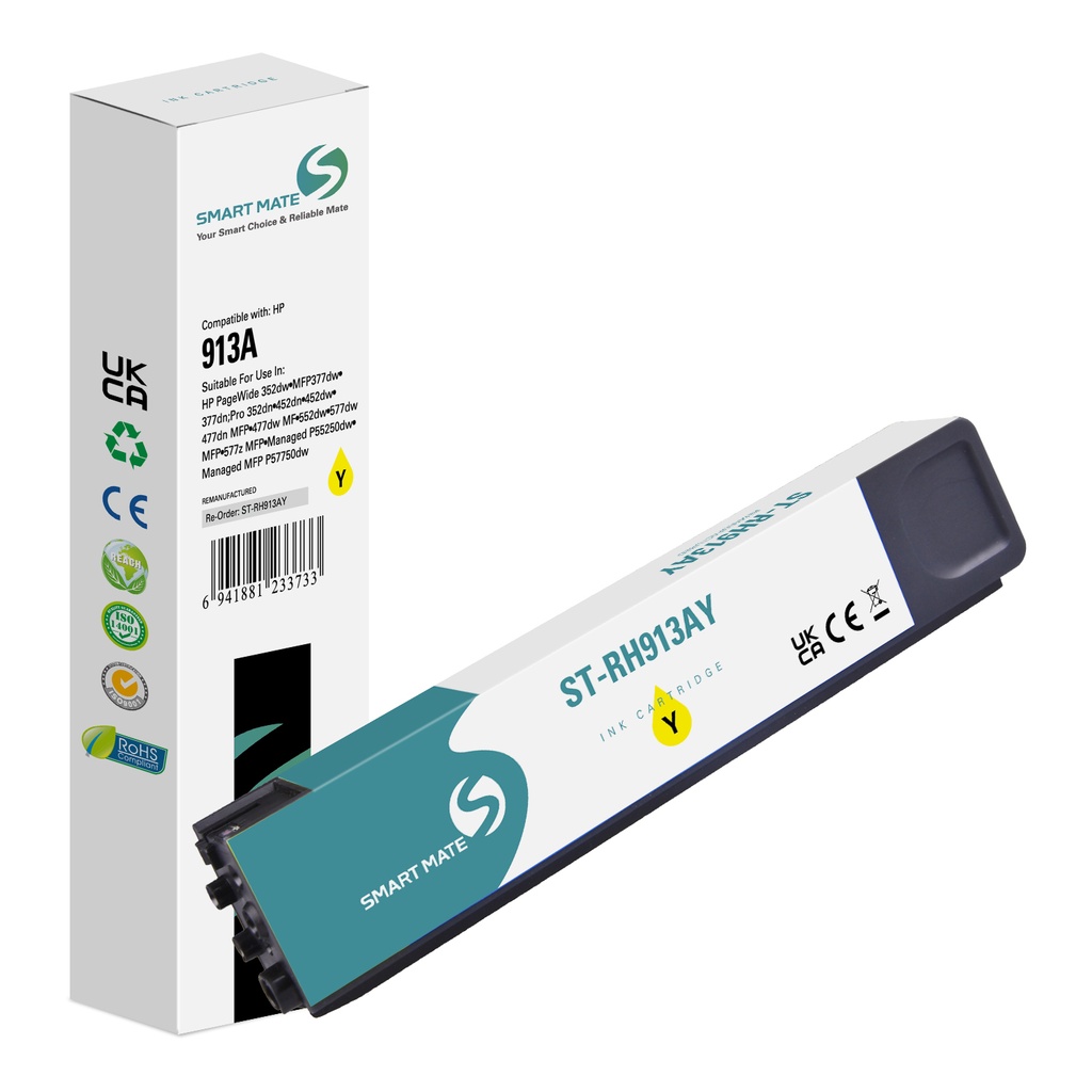 SMART MATE Remanufactured HP F6T79AE (913A) Inkjet Cartridge Yellow