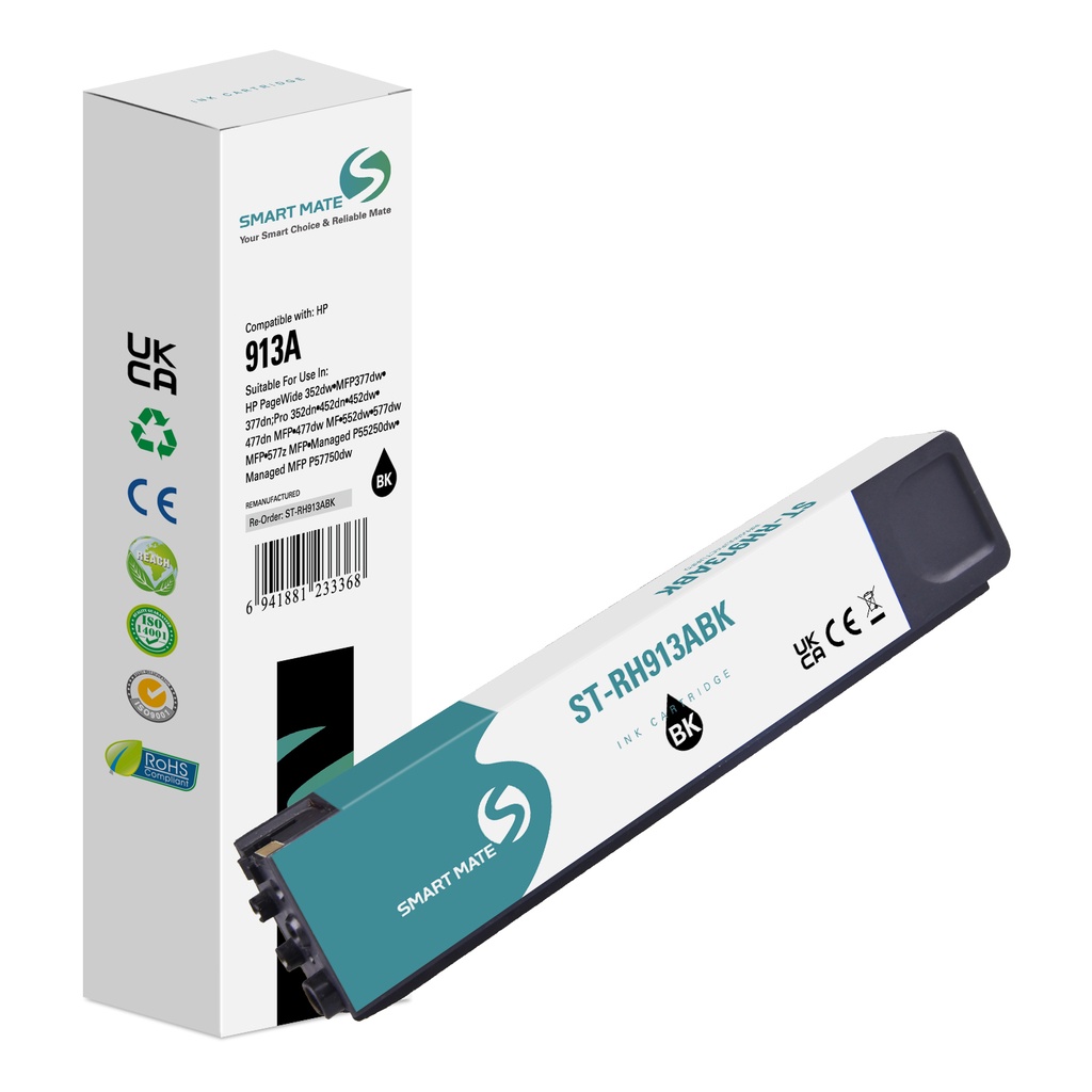 SMART MATE Remanufactured HP L0R95AE (913A) Inkjet Cartridge Black