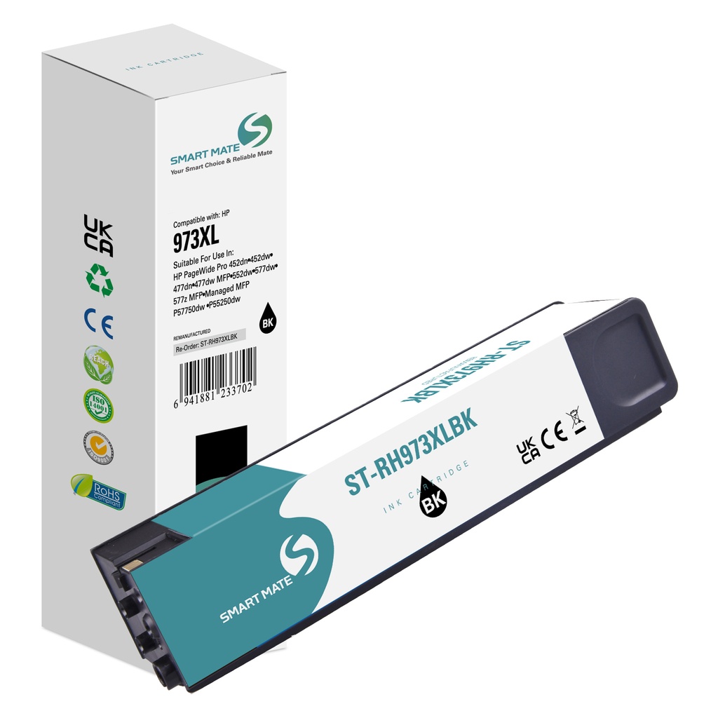 SMART MATE Remanufactured HP L0S07AE (973XL) Inkjet Cartridge Black