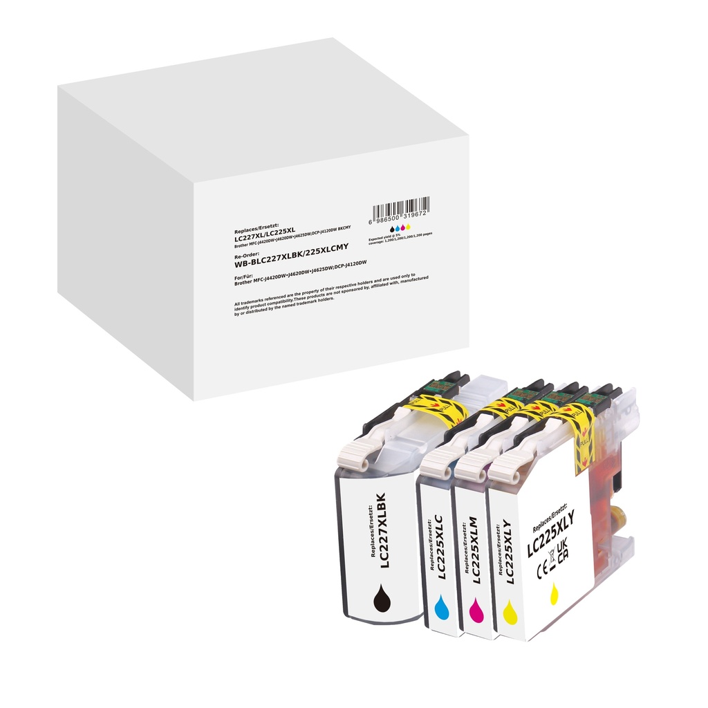 White Box Standard Compatible Brother LC-227XL/LC-225XL Inkjet Cartridge Black/Cyan/Magenta/Yellow