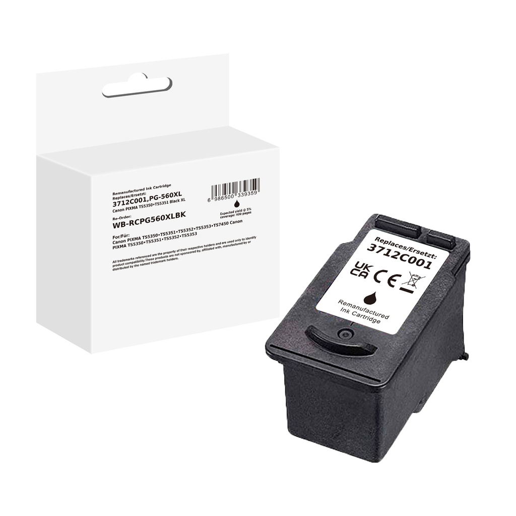 White Box Standard Remanufactured Canon 3712C001 (PG-560XL) Inkjet Cartridge Black