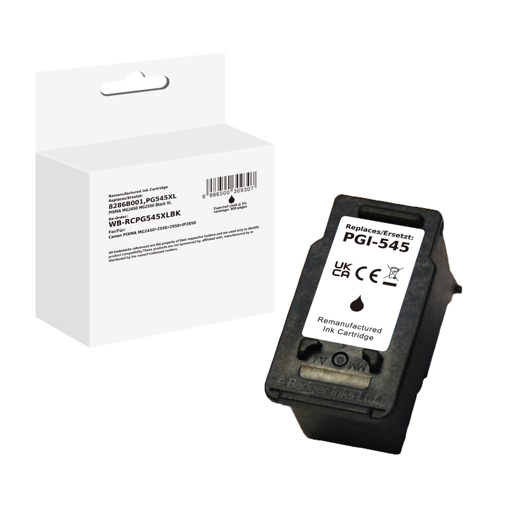 White Box Standard Remanufactured Canon 8286B001 (PG545XL) Inkjet Cartridge Black