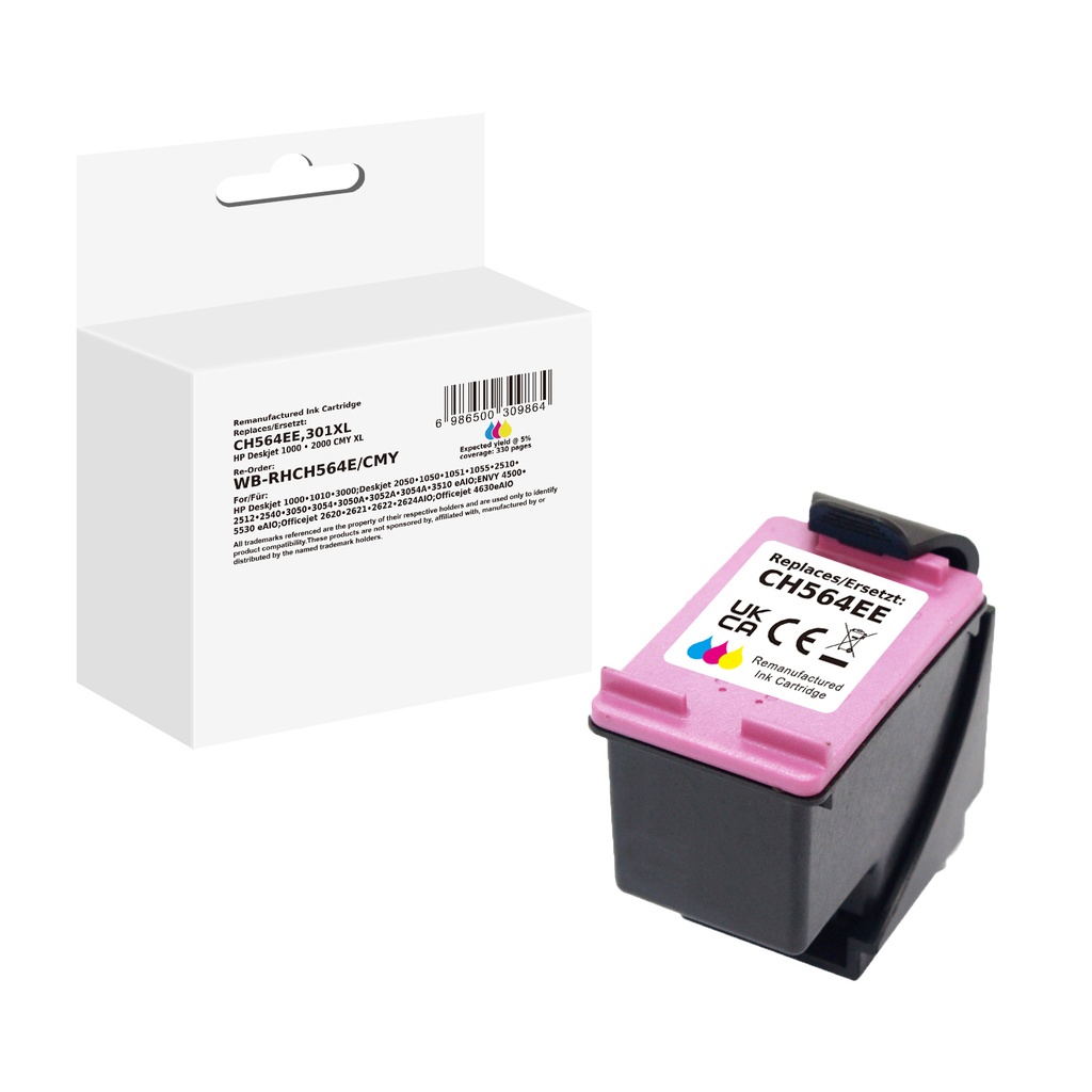 White Box Standard Remanufactured HP CH564EE (301XL) Inkjet Cartridge Cyan/Magenta/Yellow