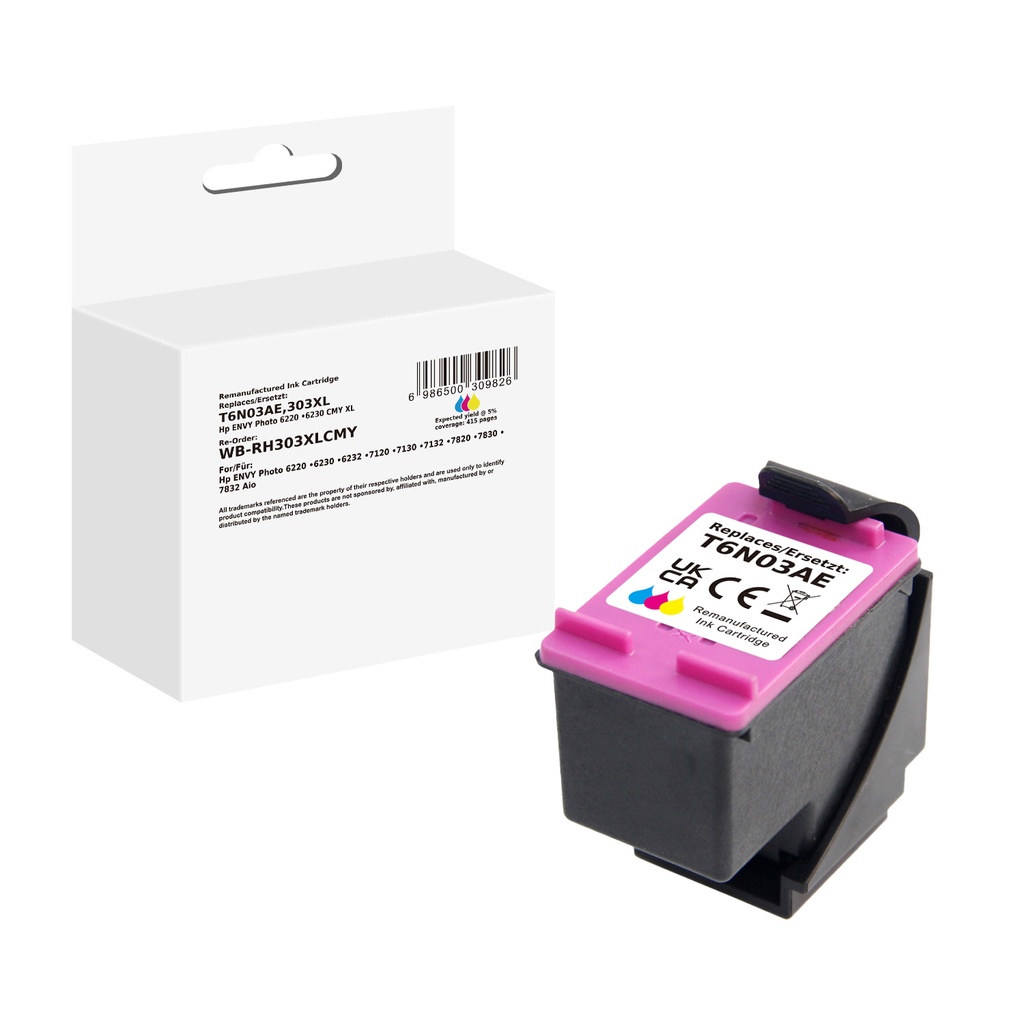 White Box Standard Remanufactured HP T6N03AE (303XL) Inkjet Cartridge Cyan/Magenta/Yellow