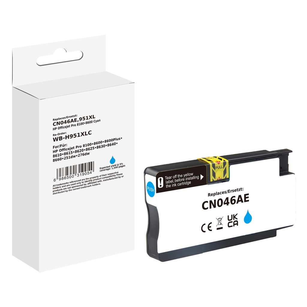 White Box Standard Compatible HP CN046AN (951XL) Inkjet Cartridge Cyan