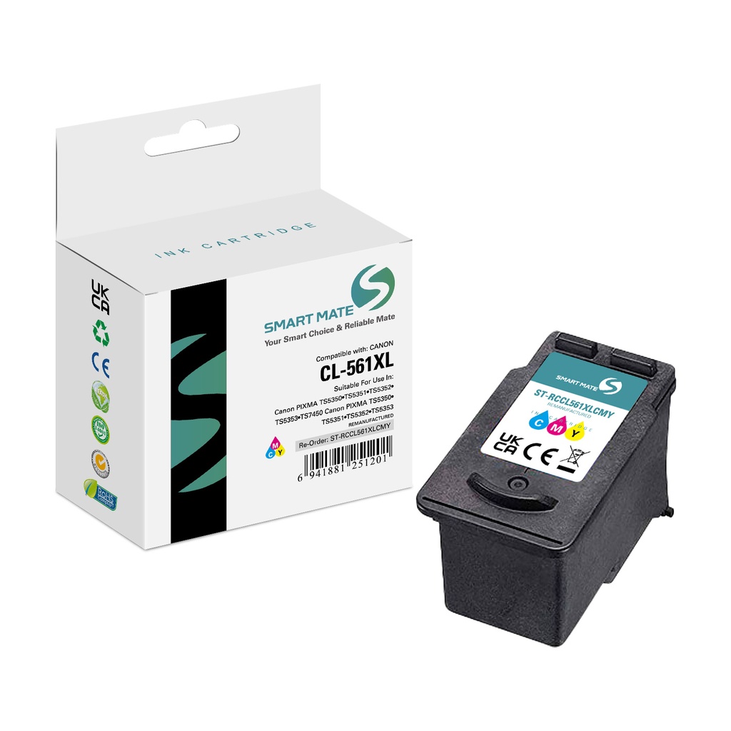 SMART MATE Remanufactured Canon 3730C001 (CL-561XL) Inkjet Cartridge Cyan/Magenta/Yellow