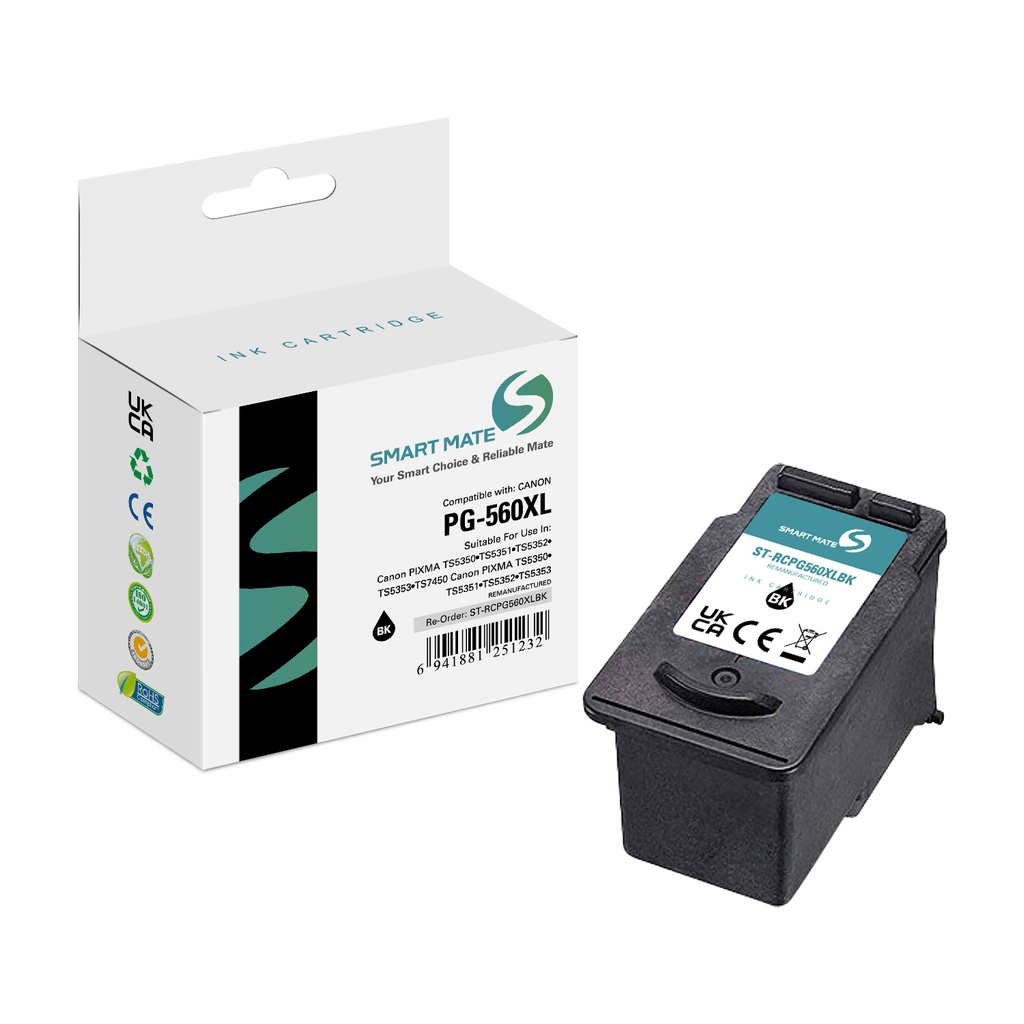 SMART MATE Remanufactured Canon 3712C001 (PG-560XL) Inkjet Cartridge Black