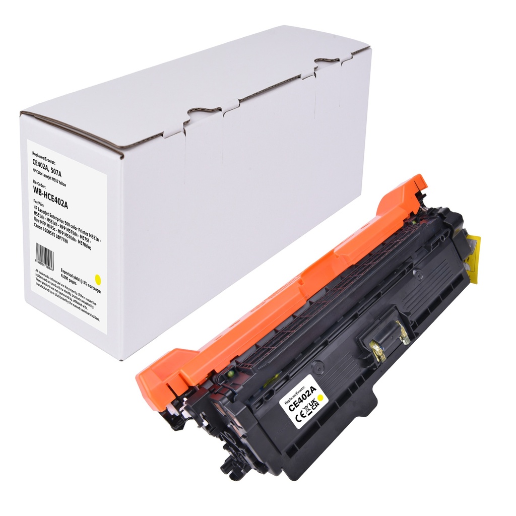 White Box Standard Remanufactured HP CE402A (507A) Toner Yellow