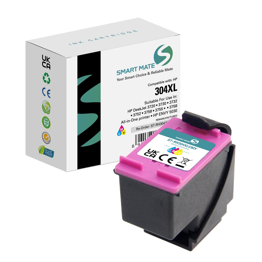 SMART MATE Remanufactured HP N9K07AE (304XL) Inkjet Cartridge Cyan/Magenta/Yellow