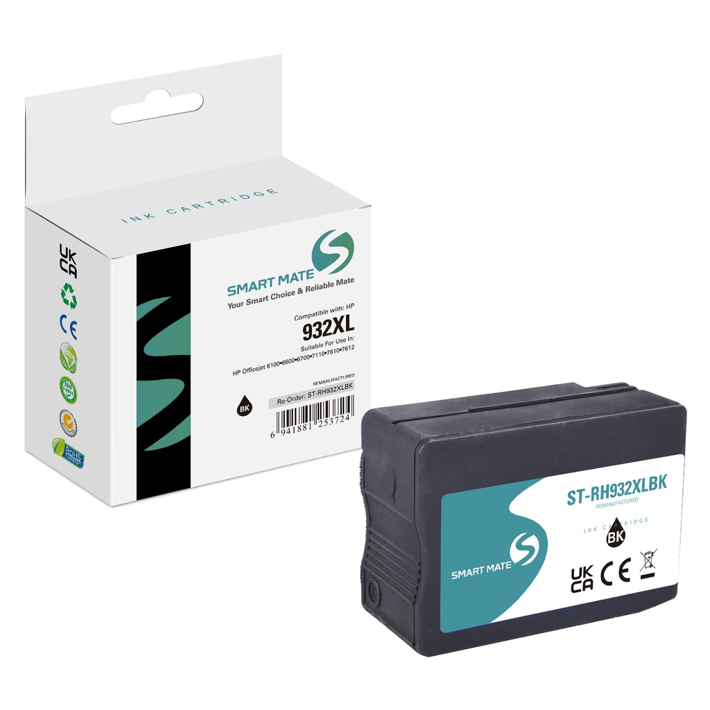 SMART MATE Remanufactured HP CN053AE (932XL) Inkjet Cartridge Black