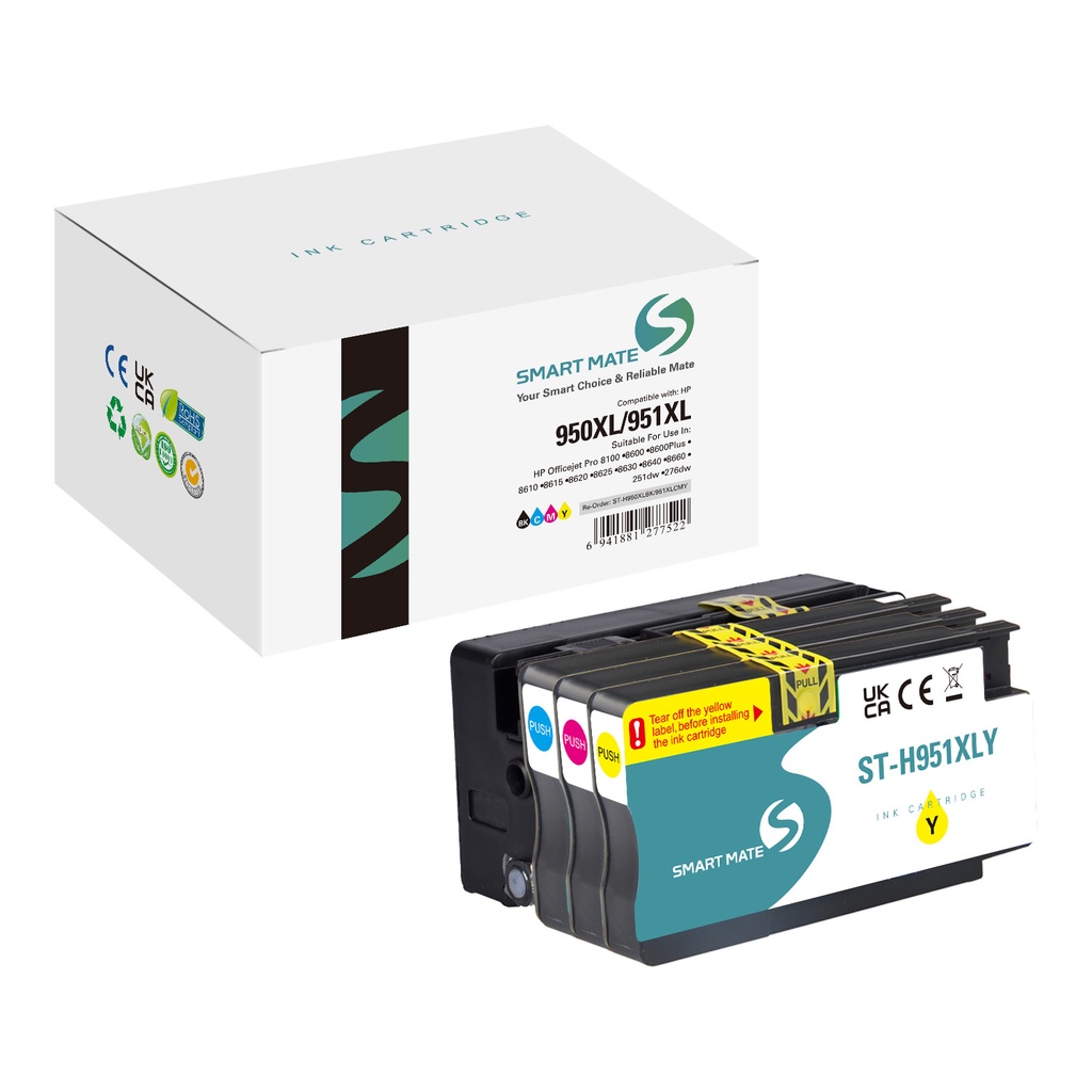 SMART MATE Compatible HP C2P43AE (950XL/951XL) Inkjet Cartridge Black/Cyan/Magenta/Yellow