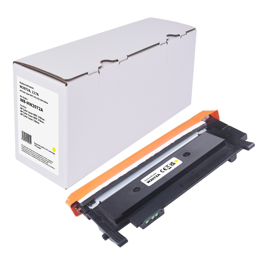 White Box Standard Remanufactured HP W2072A (117A) Toner Yellow