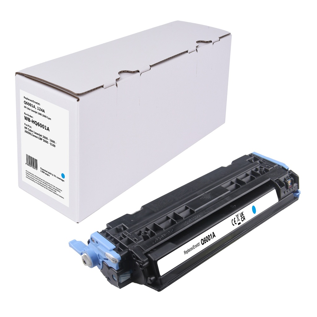 White Box Standard Remanufactured HP Q6001A (124A) Toner Cyan