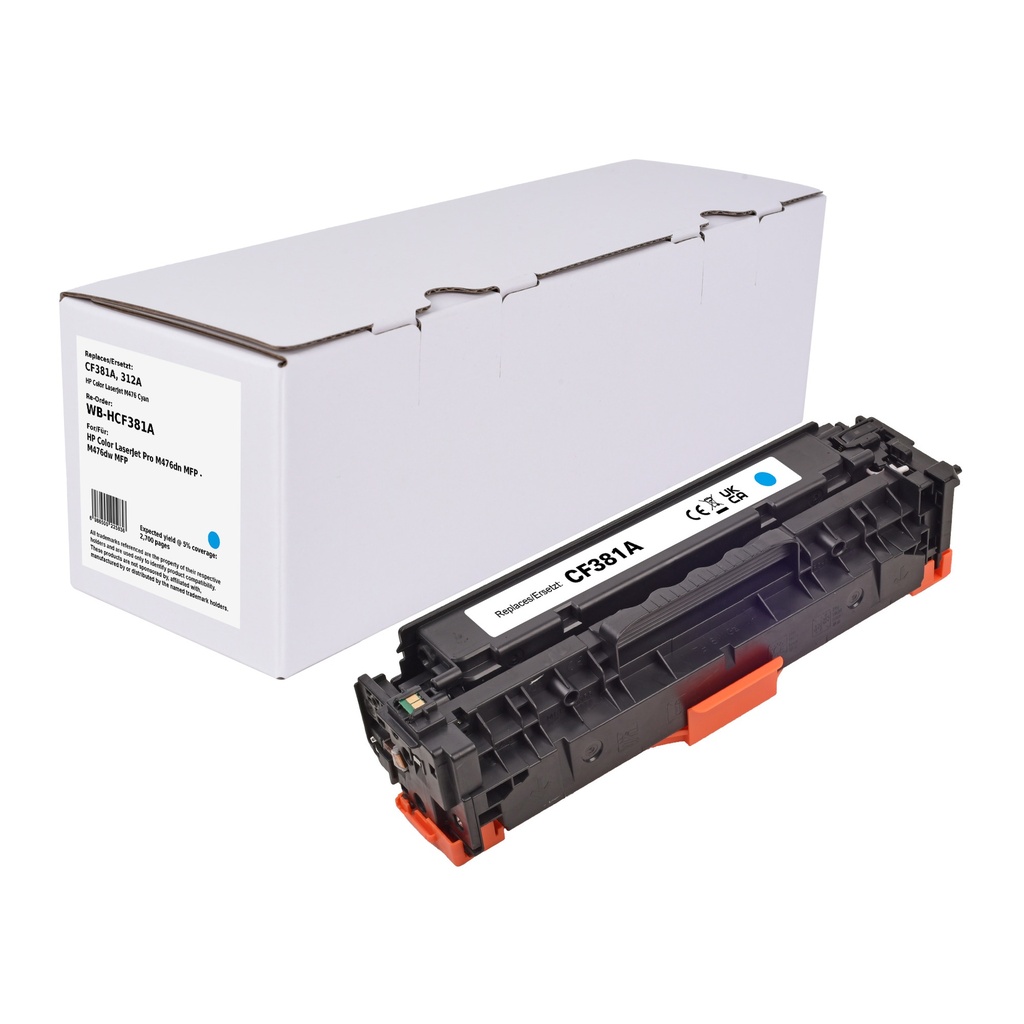 White Box Standard Remanufactured HP CF381A (312A) Toner Cyan