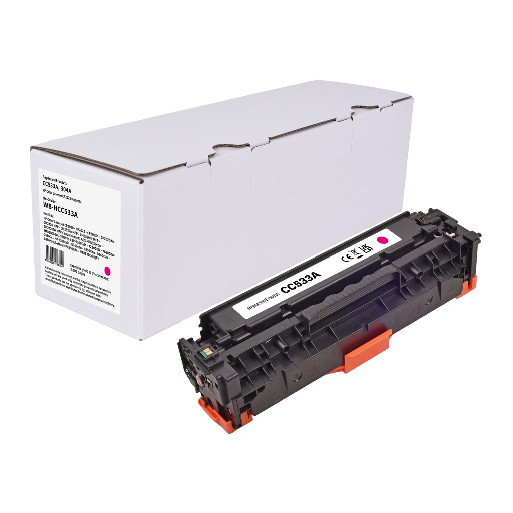 White Box Standard Remanufactured HP CC533A (304A) Toner Magenta