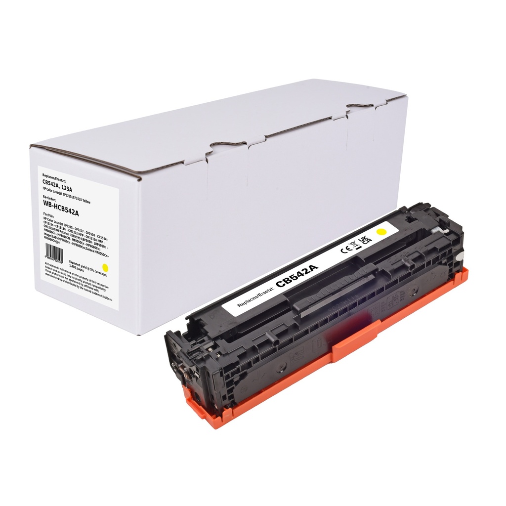 White Box Standard Remanufactured HP CB542A (125A) Toner Yellow