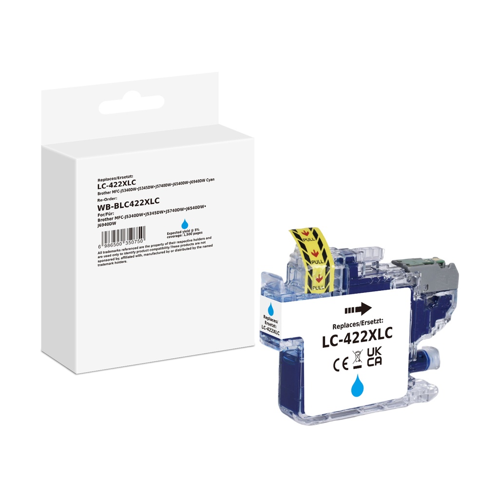 White Box Standard Compatible Brother LC-422XLC (LC-422XL) Inkjet Cartridge Cyan