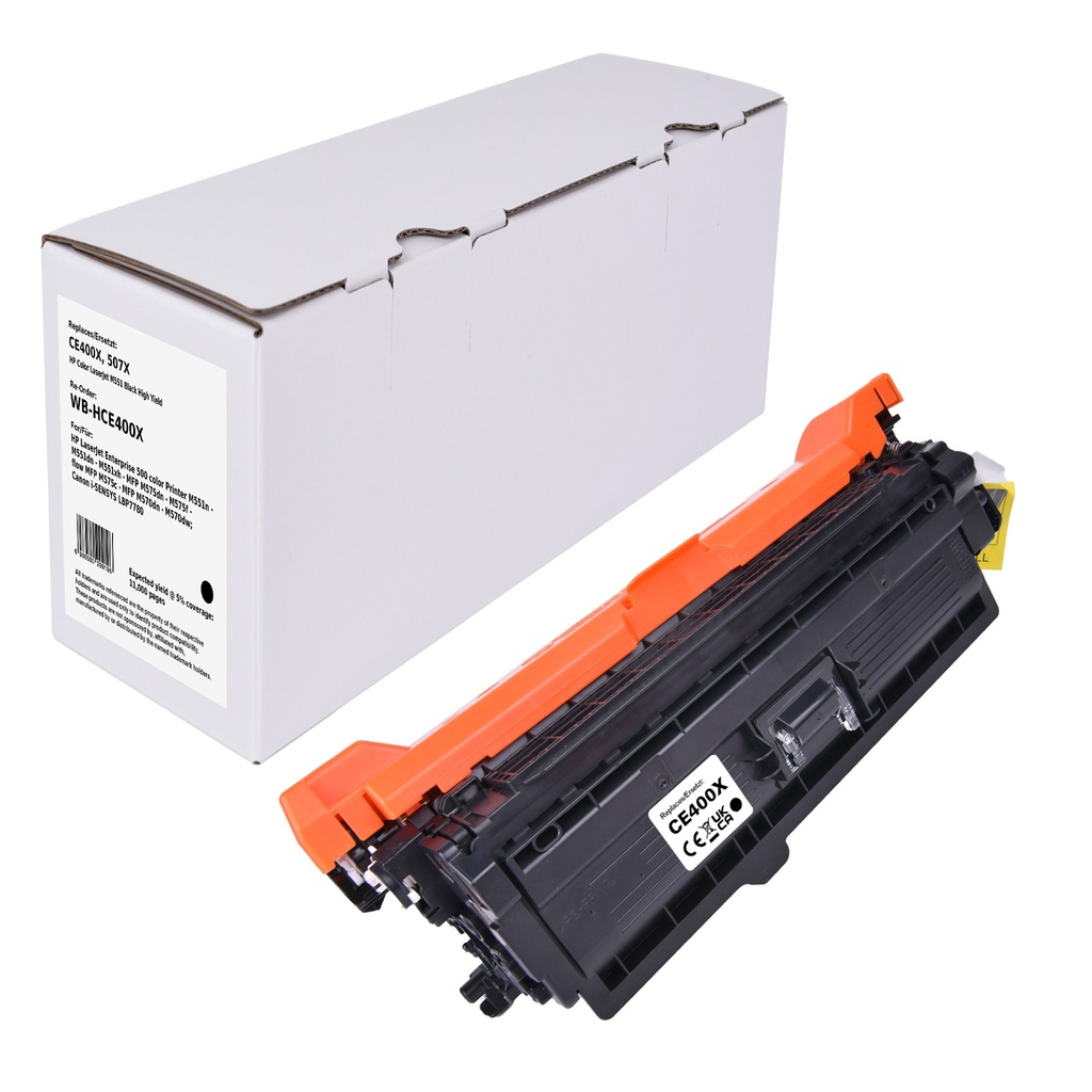 White Box Standard Remanufactured HP CE400X (507X) Toner Black