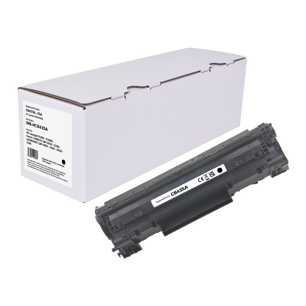 White Box Standard Remanufactured HP CB435A (35A) Toner Mono