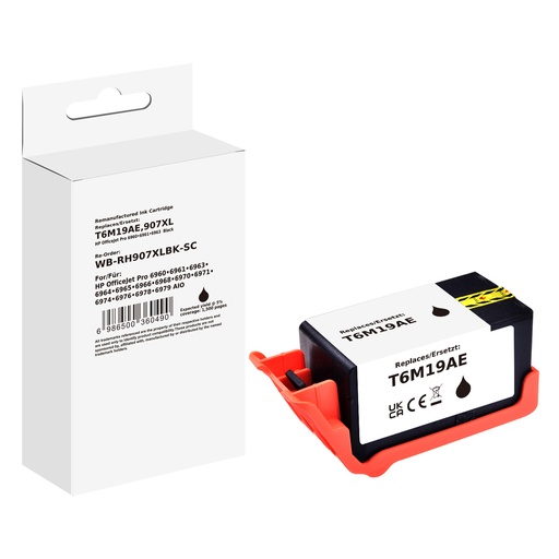 [WB-RH907XLBK-SC] White Box Standard Remanufactured HP T6M19AE (907XL) Inkjet Cartridge Black