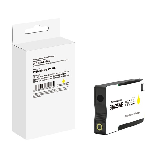 [WB-RH963Y-SC] White Box Standard Remanufactured HP 3JA25AE (963) Inkjet Cartridge Yellow