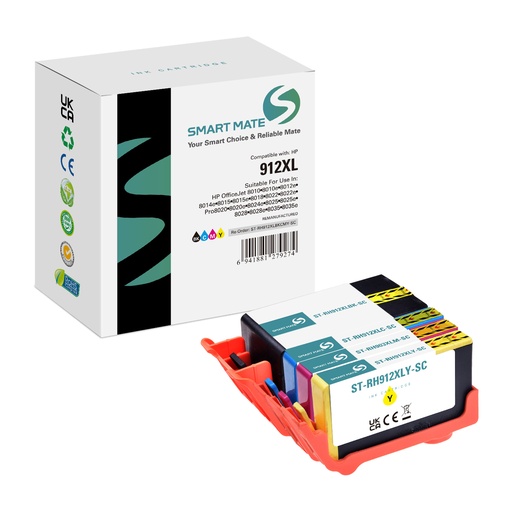 [ST-RH912XLBKCMY-SC] SMART MATE Remanufactured HP 3YP34AE (912XL) Inkjet Cartridge