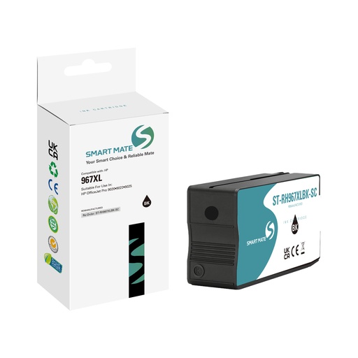 [ST-RH967XLBK-SC] SMART MATE Remanufactured HP 3JA31AE (967XL) Inkjet Cartridge